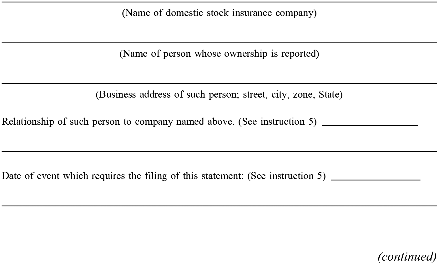 Image of Schedule A Connecticut Insurance Department Connecticut Form 3 Initial Statement of Beneficial Ownership of Securities