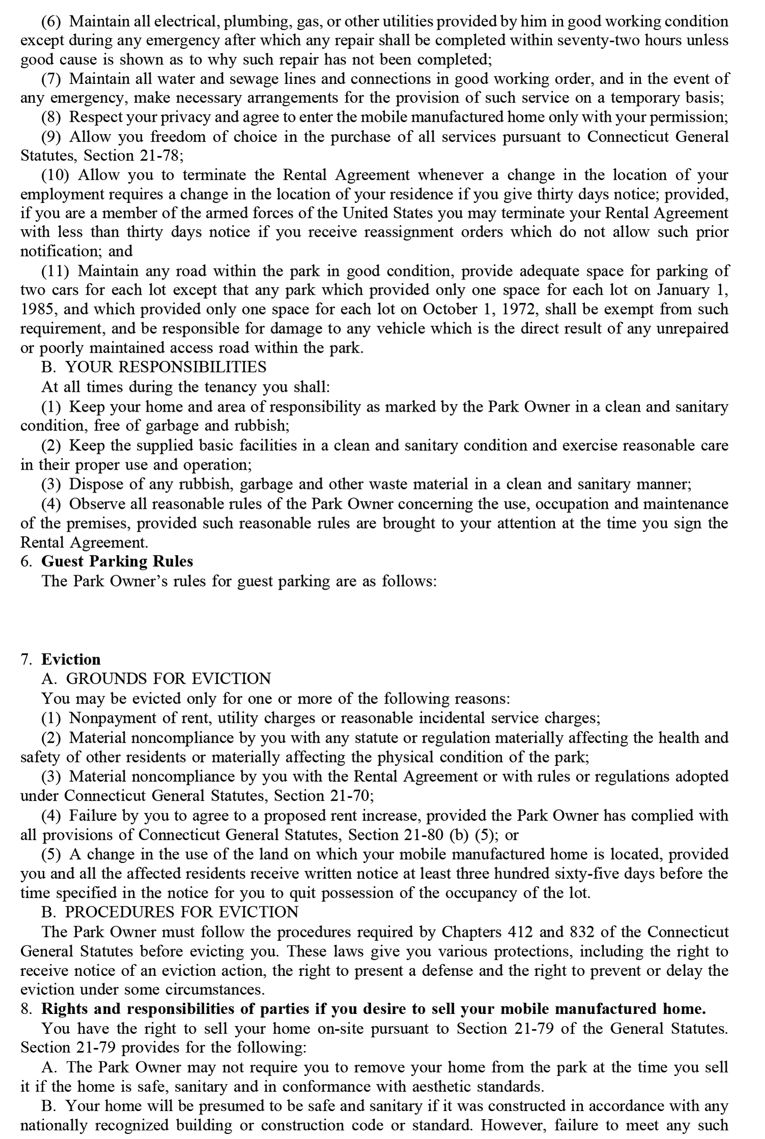 Image of Mobile Manufactured Home Park Rental Agreement (continued)