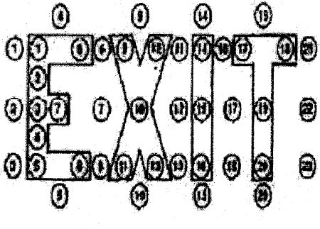 Image of Diagram of luminance measurement positions of exit sign and directional indicator