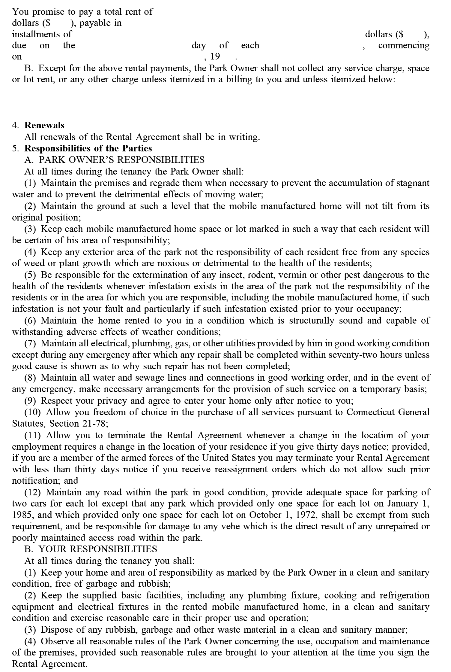 Image of Mobile Manufactured Home Park Rental Agreement (continued)
