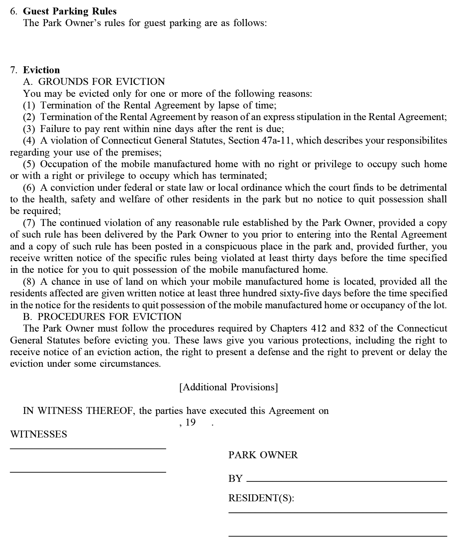 Image of Mobile Manufactured Home Park Rental Agreement (continued)