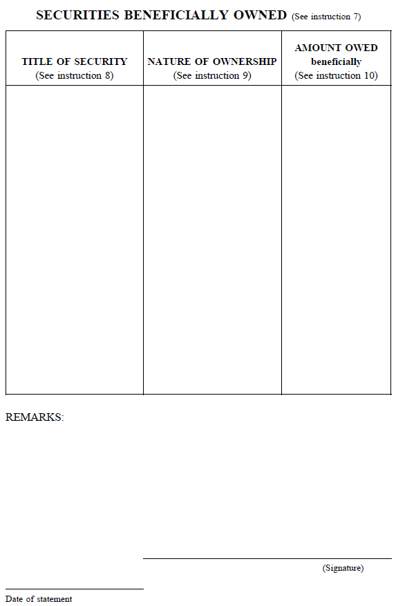 Image of Schedule A Connecticut Insurance Department Connecticut Form 3 Initial Statement of Beneficial Ownership of Securities (continued)