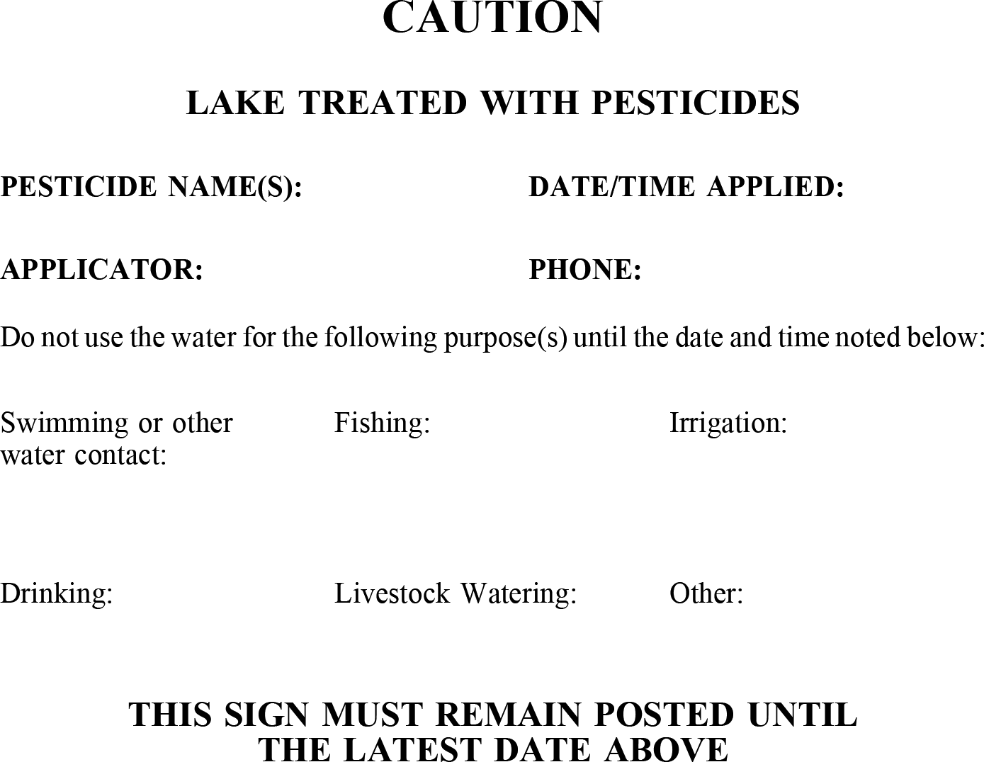Image of Appendix B Typical Pesticide Application warning sign 